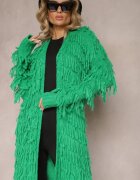 lily rose Cardigan Verde Fără închidere cu Franjuri Decorativi Massawa