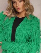 lily rose Cardigan Verde Fără închidere cu Franjuri Decorativi Massawa