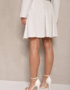 lily rose Fustă Albă Cloș cu pliuri Decorată cu model subtil în dungi Redamira