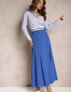 lily rose Fustă Albastră Lungă Cloș High Waist Leoraia