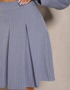 lily rose Fustă Evazată Albastră cu Pliuri Decorată cu un Model Subtil în Dungi Redamira