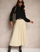 lily rose Fustă evazată plisată bej deschis cu două curele cu catarame Jaleara