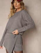 lily rose Fustă-pantaloni scurți gri cu Vâscoză Cu legătură laterală Voreoma