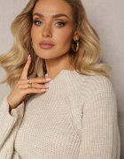 lily rose Maletă Bej Tricotată cu Mâneci Evazate cu Fentă Vucta