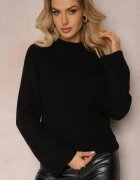 lily rose Maletă neagră din tricot cu mâneci evazate cu despicătură Vucta
