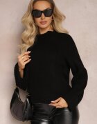 lily rose Maletă neagră din tricot cu mâneci evazate cu despicătură Vucta