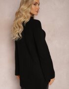 lily rose Maletă neagră din tricot cu mâneci evazate cu despicătură Vucta