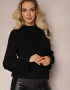 lily rose Maletă neagră din tricot cu mâneci evazate cu despicătură Vucta