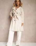 lily rose Palton Bej cu două rânduri de nasturi stil trenci clasic cu curea Abelara