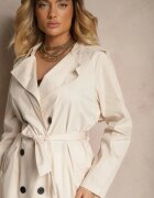 lily rose Palton Bej cu două rânduri de nasturi stil trenci clasic cu curea Abelara