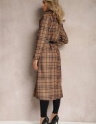 lily rose Palton lung maro deschis cu model geometric cu curea Charlo