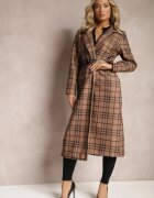 lily rose Palton lung maro deschis cu model geometric cu curea Charlo