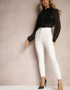 lily rose Pantaloni Albi De Costum cu Talie Înaltă Saggie
