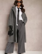 lily rose Pantaloni Clopot Eleganți Gri închis cu clapete decorative în talie Nattas