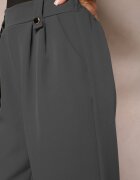 lily rose Pantaloni Clopot Eleganți Gri închis cu clapete decorative în talie Nattas