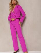 lily rose Pantaloni costum Violet cu craci usor evazati Lienta