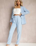 lily rose Pantaloni de costum Albastri deschiși Talie înaltă cu curea Wenus