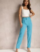 lily rose Pantaloni de costum Albaștri High Waist cu curea Wenus