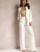 lily rose Pantaloni de costum Albi High Waist cu Buzunare Blathe