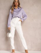 lily rose Pantaloni de Costum Albi High Waist cu Curea Venus