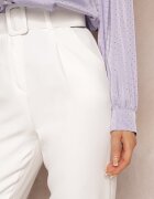 lily rose Pantaloni de Costum Albi High Waist cu Curea Venus