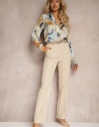 lily rose Pantaloni de Costum Bej cu Talie Înaltă și Elastic în Talie Casemea