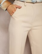 lily rose Pantaloni de Costum Bej cu Talie Înaltă și Elastic în Talie Casemea