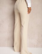 lily rose Pantaloni de Costum Bej Largi cu Talie Înaltă și Elastic în Talie Meaba