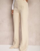 lily rose Pantaloni de Costum Bej Largi cu Talie Înaltă și Elastic în Talie Meaba