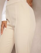lily rose Pantaloni de Costum Bej Largi cu Talie Înaltă și Elastic în Talie Meaba