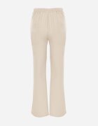 lily rose Pantaloni de Costum Bej Largi cu Talie Înaltă și Elastic în Talie Meaba