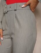 lily rose Pantaloni de costum Gri cu vâscoză și curea cu cataramă Vallattia