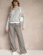 lily rose Pantaloni de costum Gri deschis Talie înaltă cu Cusături Variola