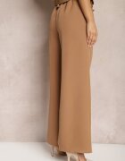 lily rose Pantaloni evazați maro eleganți cu clape decorative la talie Nattas
