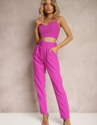 lily rose Pantaloni fuchsia de costum cu curea Samyah
