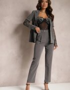 lily rose Pantaloni Gri De Costum High Waist Zimara