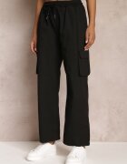 lily rose Pantaloni Negri Cargo cu Picioare Largi și Elastic în Talie Zael