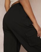 lily rose Pantaloni Negri Cargo cu Picioare Largi și Elastic în Talie Zael