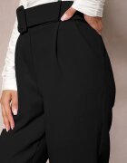 lily rose Pantaloni Negri De Costum Talie Înaltă Cu Centură Wenus