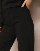 lily rose Pantaloni Negri din Bumbac cu elastic încrețit în talie Magu