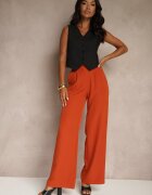 lily rose Pantaloni Portocalii Ample Talie Înaltă cu Elastic în Talie Eternel