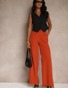lily rose Pantaloni Portocalii Ample Talie Înaltă cu Elastic în Talie Eternel