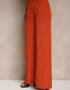 lily rose Pantaloni Portocalii Ample Talie Înaltă cu Elastic în Talie Eternel
