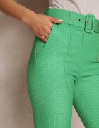 lily rose Pantaloni Verzi Din Material cu talie înaltă și curea Pylisa