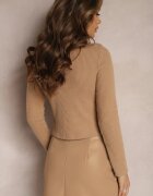 lily rose Pulover Bluză rebrată bej cu nasturi decorativi Dhekial
