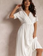 lily rose Rochie Albă Cloș Plisată cu curea legată Eilemona