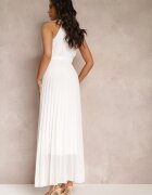 lily rose Rochie Albă Maxi fără mâneci cu elastic în talie din țesătură plisată Pesstia