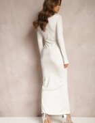 lily rose Rochie albă mulată de cocktail cu drapaj și fentă adâncă Chisti