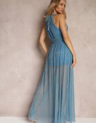 lily rose Rochie Albastră cu Decolteu Halter Fir Sclipitor și Elastic în Talie Ketura