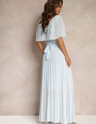 lily rose Rochie Albastru deschis Plisată cu elastic în talie cu volan la decolteu Drenia